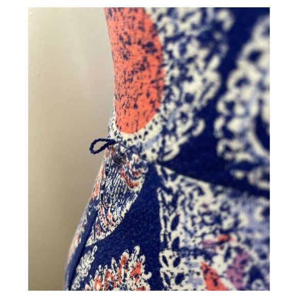 Motherhood Maternity Strapless Paisley Dress S Blue & Coral Rayon Blend - Picture 4 of 6